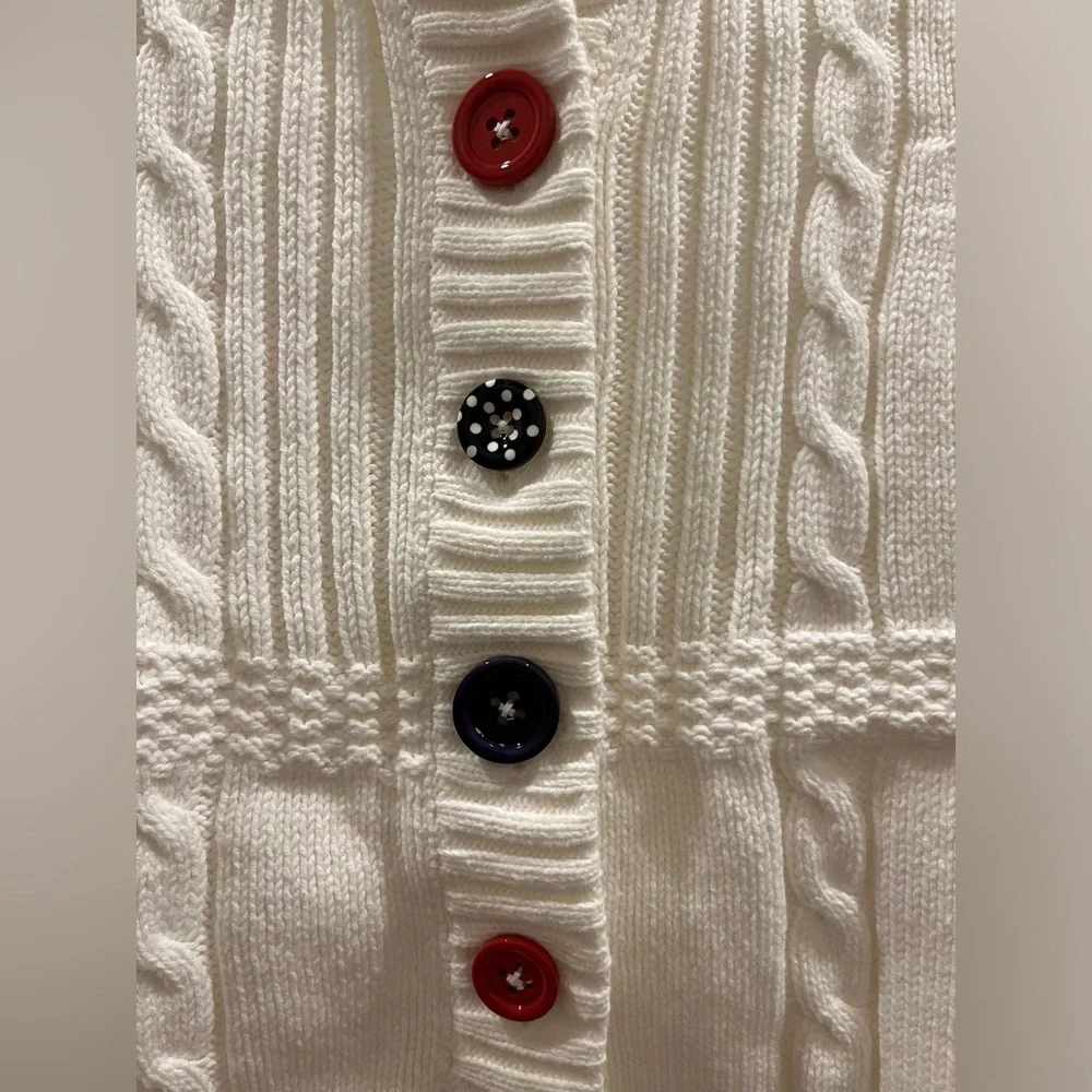 Gymboree size XS (3-4) winter white cardigan with colored buttons